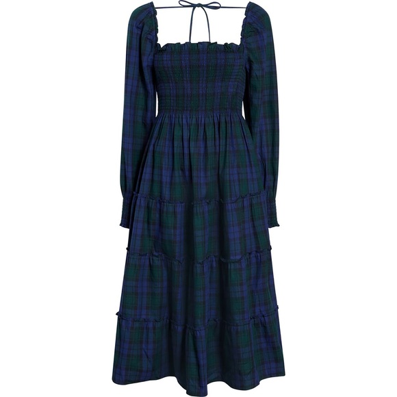 Hill House Dresses & Skirts - Hill House The Naomi Nap Tartan Long Sleeve Smock Dress Green Plaid Size XS